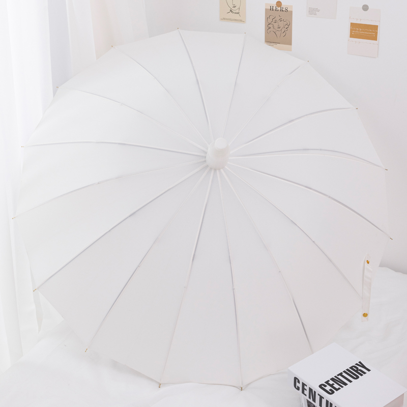 Parapluie droit 16 sections - Blanc (Housse imperméable)
