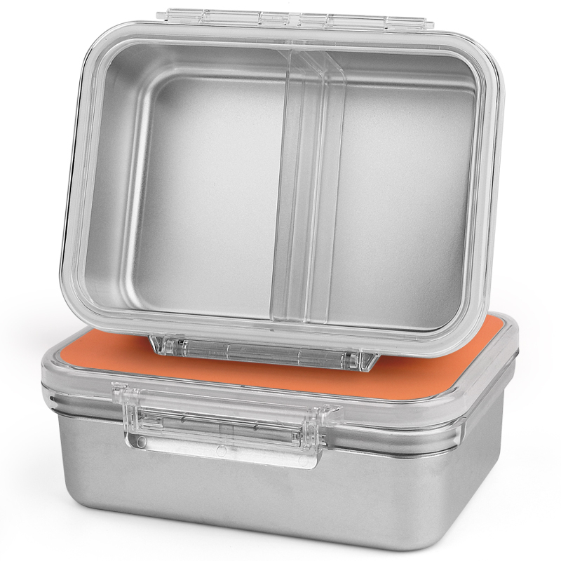 2 Compartment Stainless Steel Bento Lunch Box With Spacer Strip