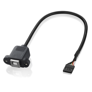 Bochara 30cm DB 2.54mm 5Pin başlık dişi USB 2.0 tip B dişi yazıcı kablosu F/F vidalı Panel montajlı korumalı - Product Image 3