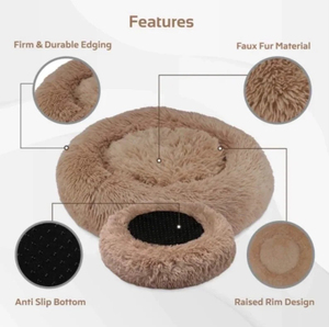 Dev olmayan çiğneme Donut peluş insan boyutu yuvarlak tuval nem geçirmez kendinden ısıtma Pet köpek konsolu yatak insanlar için - Product Image 6