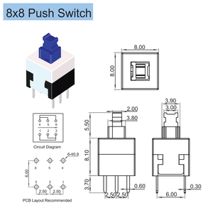 Kejian 5.8x5.8 7x7 8x8 8.5x8.5mm kendinden kilitleme/kilidini 3 Pin itme dokunsal güç mikro anahtarı 6 Pin düğme anahtarları - Product Image 4