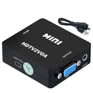 Mini entrada HDTV A Adaptador de salida VGA Resolución 1080p Convertidor HDTV2VGA con cable de alimentación USB