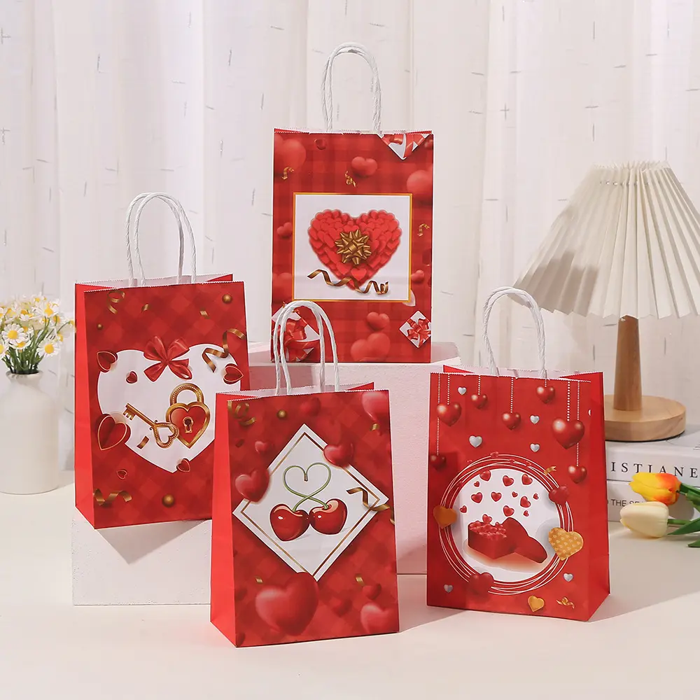 CIVI san valentino sacchetto per imballaggio regalo in carta Kraft sacchetto regalo creativo rosso abbigliamento Shopping Bag per san valentino