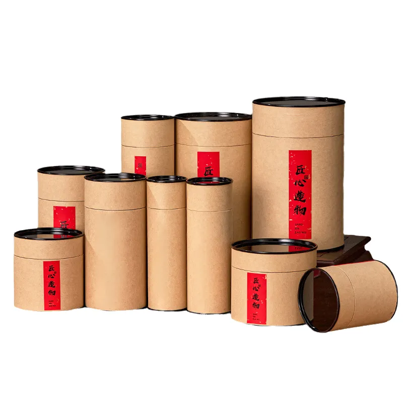 Vente en gros de tubes en papier kraft pour thé café tube en papier bougie boîte d'emballage ronde