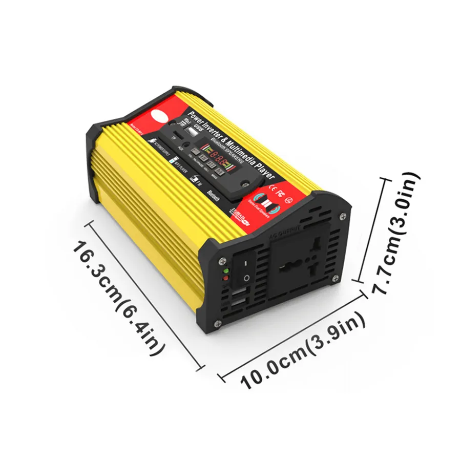 Inversor de energia inteligente para carro barato por atacado com reprodutor de música multimídia conversor de energia DC 12V para AC 110V/220V