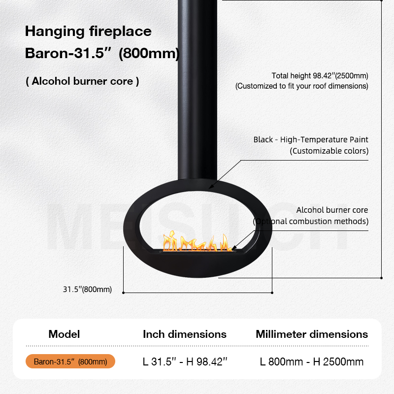 Baron- Atomized Fireplace- 800mm