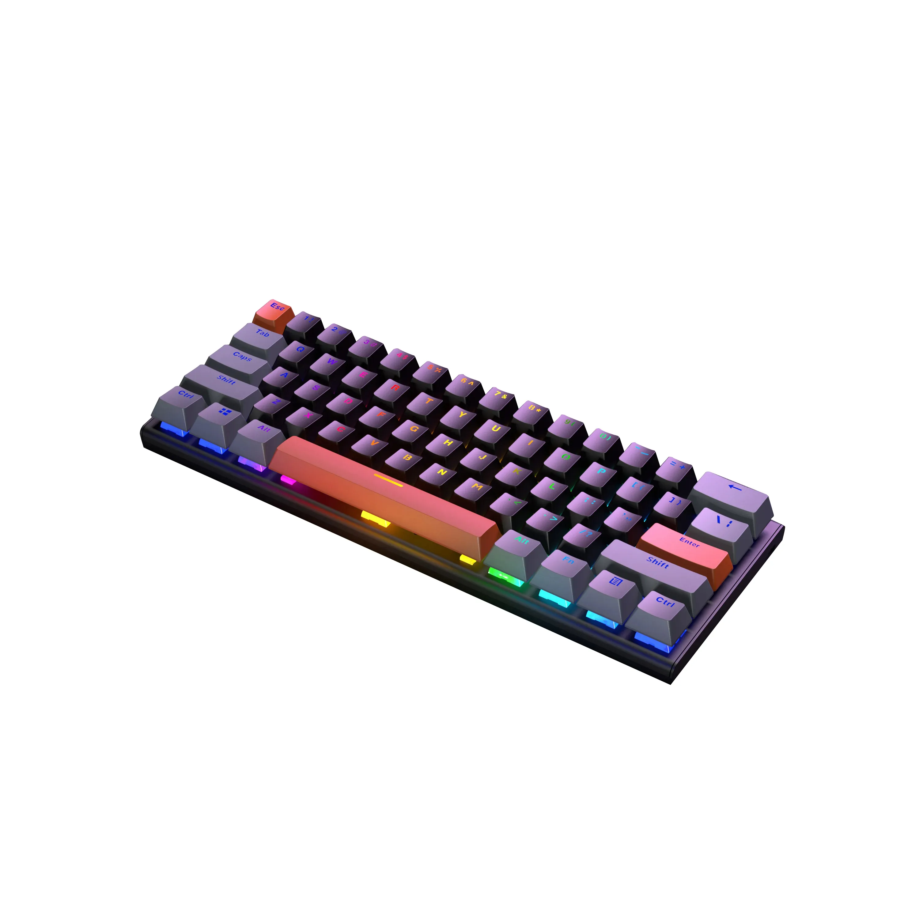 Игровая клавиатура с высокой клавиатурой и подсветкой, мини-стиль, новый дизайн, Смешанная цветная 60% русская испанская Проводная Механическая клавиатура для пользователей Великобритании