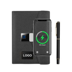 Luz LED personalizada Logo Business Notebook Powerbank Digital Huella digital Bloqueo Diario Bloc de notas U Disco Sign Pen Regalo Premium - Product Image 1