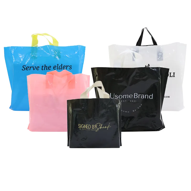 Stampa personalizzata grazie borsa shopping portatile in plastica con LOGO in PVC