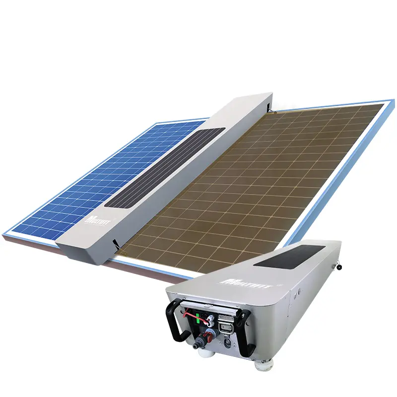 روبوت تنظيف ألواح الطاقة الشمسية مخصص ببطارية ليثيوم وحدة كهرضوئية عالية الكفاءة للنظام الشمسي