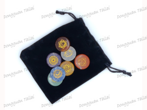 Çakra taşları seti 7 kazınmış çakra sembolleri cadı zanaat malzemeleri kiti ve araçları yeni başlayanlar için uygun Yoga meditasyon - Product Image 4