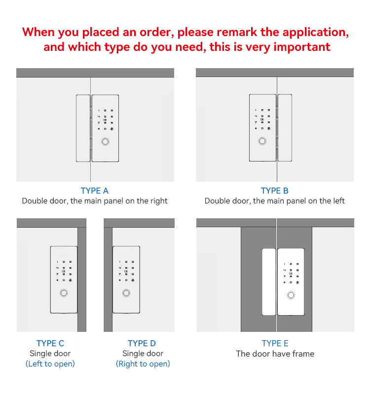 Tediton High Quality Password Key TTlock APP Remote Doorbell Fingerprint Digital Glass Smart Door Lock