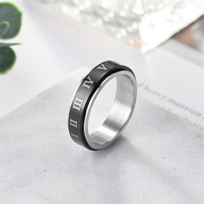 Anillo de Transformación Negro 6x2 con Números Romanos