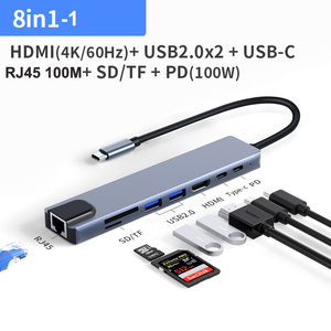 Porta di rete Ethernet americana 8 in 1 RJ45 PD USB 3.0 tipo di porta tipo tipo C a Hub USB Hub USB C adattatore 3.0 per PC portatile Mac pro - Product Image 6