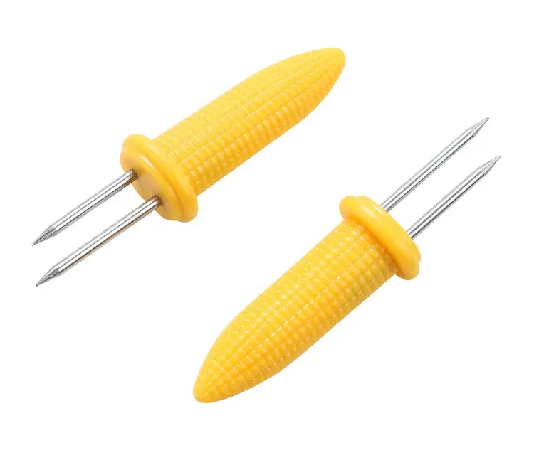 XH Stainless Steel Corn Forks Skewer Small BBQ Camping Corn Holders Heat-resistant Outdoor Barbecue Tool