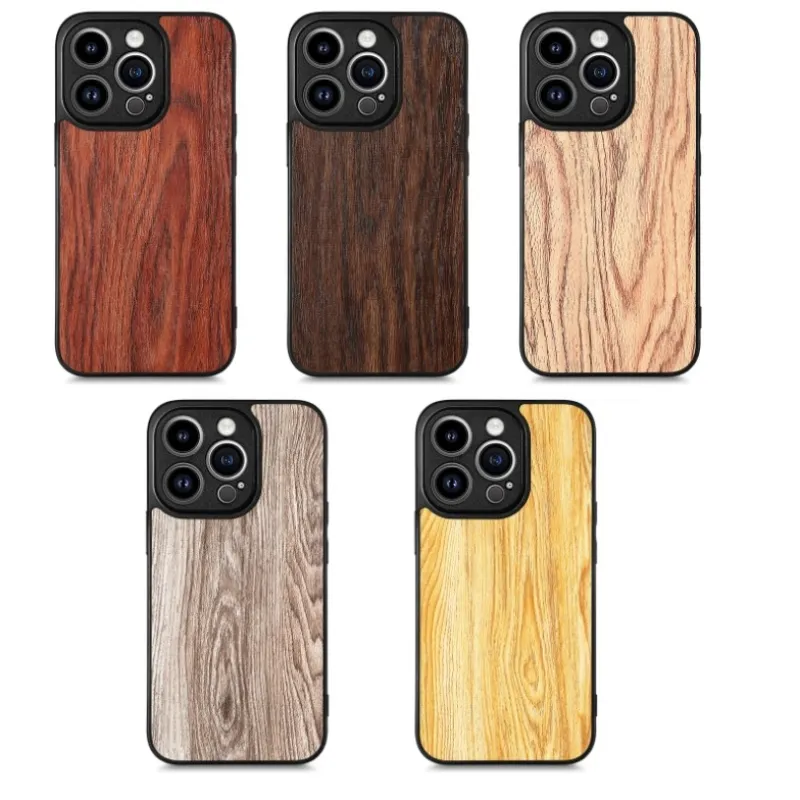 Caixa do telefone móvel madeira maciça para o iphone 15 capa protetora Shell madeira