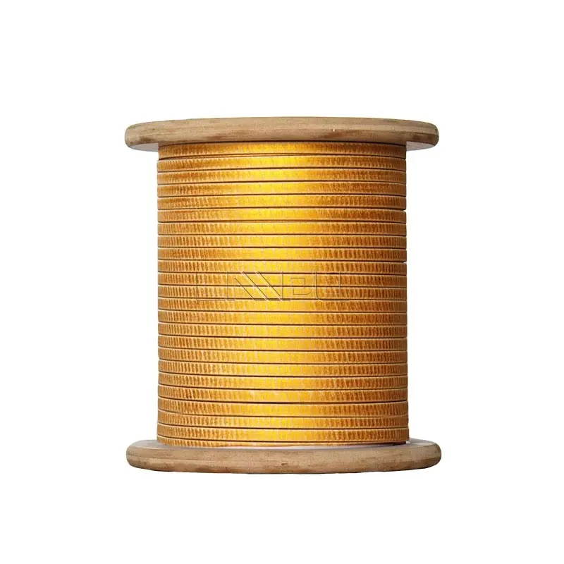 Fio retangular de cobre com revestimento duplo de fibra de vidro para classe H, tamanho 5,00x2,8 mm, fio de enrolamento esmaltado duplo