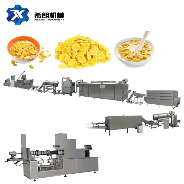 Processing line for corn flour or other grains as materials to produce breakfast cereal corn flakes making machinery