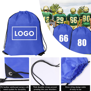 Fabricante de bolsas de cordón de poliéster 190T con estampado personalizado, bolsas de cordón de gimnasio de compras deportivas impermeables de nailon con cuerda - Product Image 5
