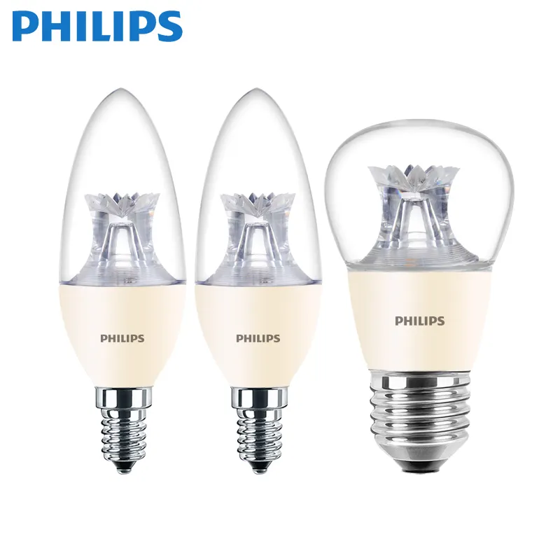Philips-bombilla led de atenuación E27E14, lámpara de mesa con tornillo, punta de burbuja, cola de burbuja, atenuación continua, 4W6W15W