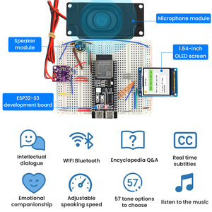 Xiao ZHI ESP32 S3 AL chatbot Breadboard DIY Kit với 1.54 inch màn hình hiển thị AL trợ lý giọng nói khởi động Kit cho deepseek - Product Image 2