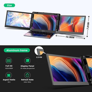 Portable <strong>Monitors</strong> for 2023 12 Inch HD LCD Triple Screen for 13-15 Inch PC <strong>Computer</strong> Laptop Screen Extender - Product Image 6