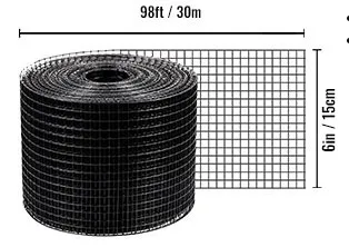 شبكة حاجز الطيور ومصد للطيور ومحطة الطاقة الشمسية مطلية بالبلاستيك بلون أسود مقاس 6 بوصة من Zengda شبكة للحماية الشمسية