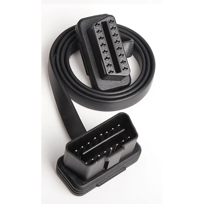60cm Automobile OBD2 16 pin 8core male to female cable OBD elbow flat wire connection line