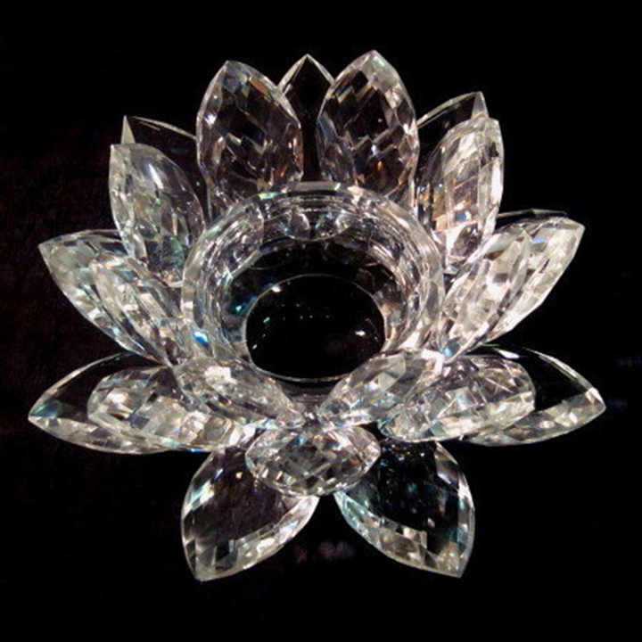 Glass Lotus Flower Crystal Candle Holder MH-1893