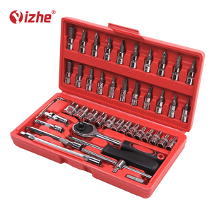 46 Pcs 1/4 DR汽车维修工具箱扳手铬钒和棘轮扳手套筒组 - Product Image 3