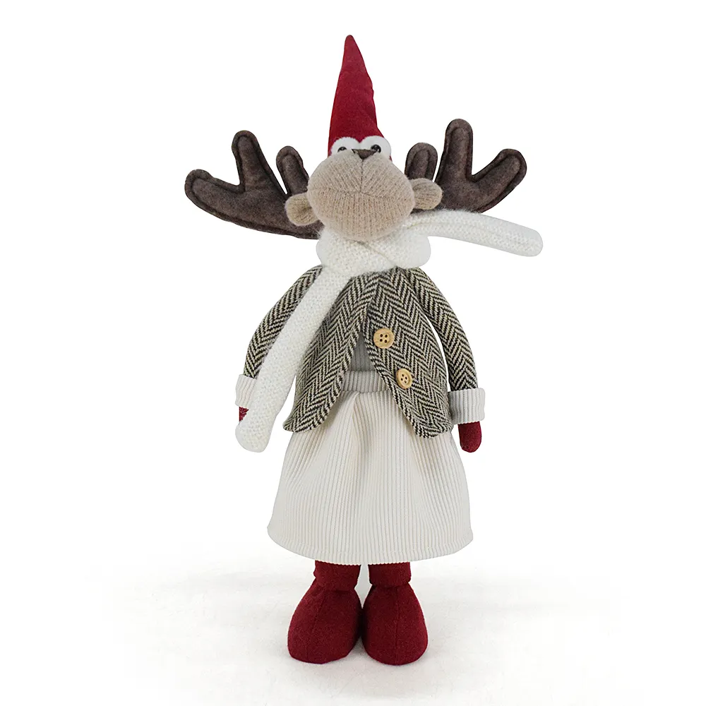 Figurines d'orignal de cerf de wapiti de Noël suédois fait à la main décor de Noël nordique ornement de renne debout en peluche d'hiver