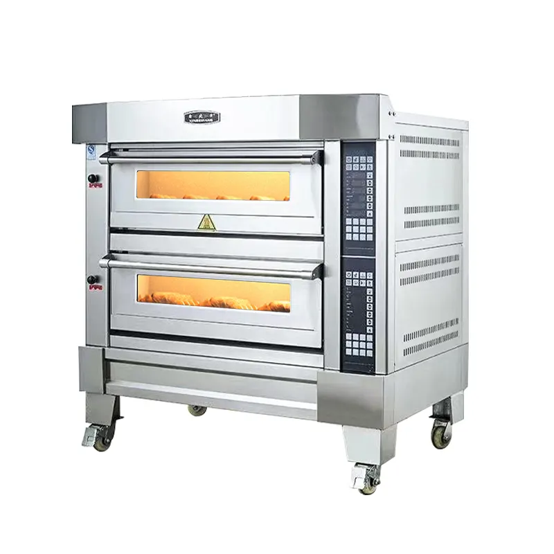 Industriale 2-Deck 4-vassoio Economy Set forno da forno grandi dimensioni Gas/elettrico per panetteria Pizza e pane cottura per ristoranti