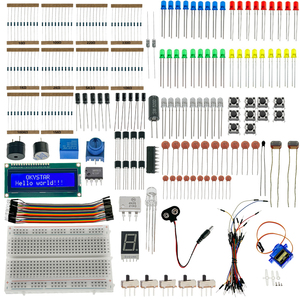 Kit di elettronica divertente con 1602 modulo LCD breadboard resistenza LED