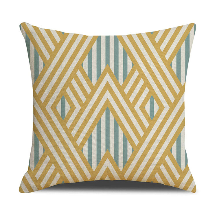 Nordic Geometric Plaid Linen Pillowcase Cushion Cover Printed Car Sofa Bed Pillow Cushion Pillow Cover