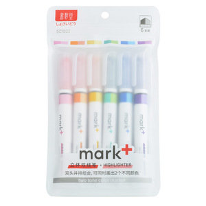 双色双线荧光笔多色荧光笔学生工作文具批发 - Product Image 6