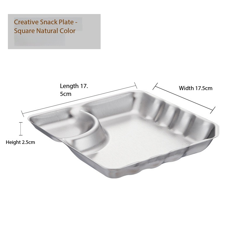 Assiette à snack carrée argent