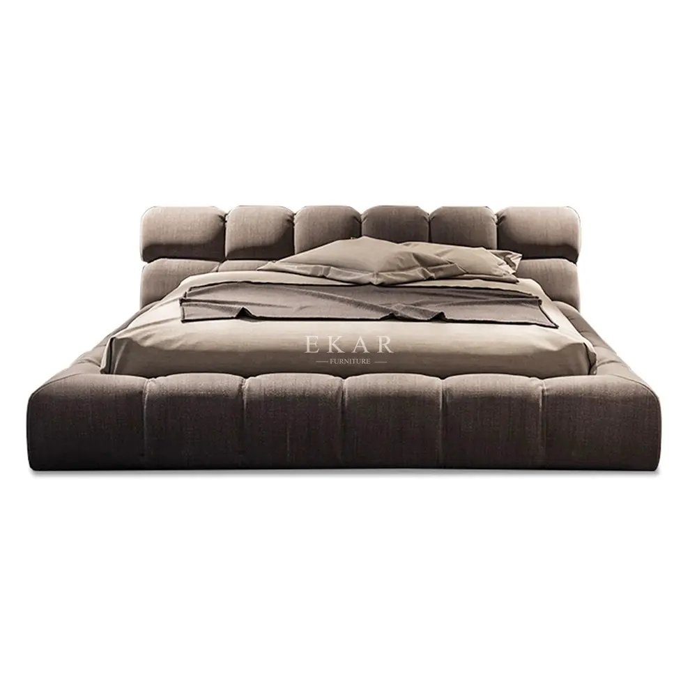 Muebles de dormitorio tapizados con diseño italiano moderno, cabecero, marco de cama suave, cama de diseño King Size
