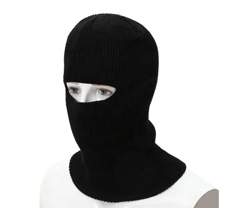 Cheap Polyester Custom Knitted Plain Color Ski Mask Beanie Face Mask Balaclava with Eye Hole
