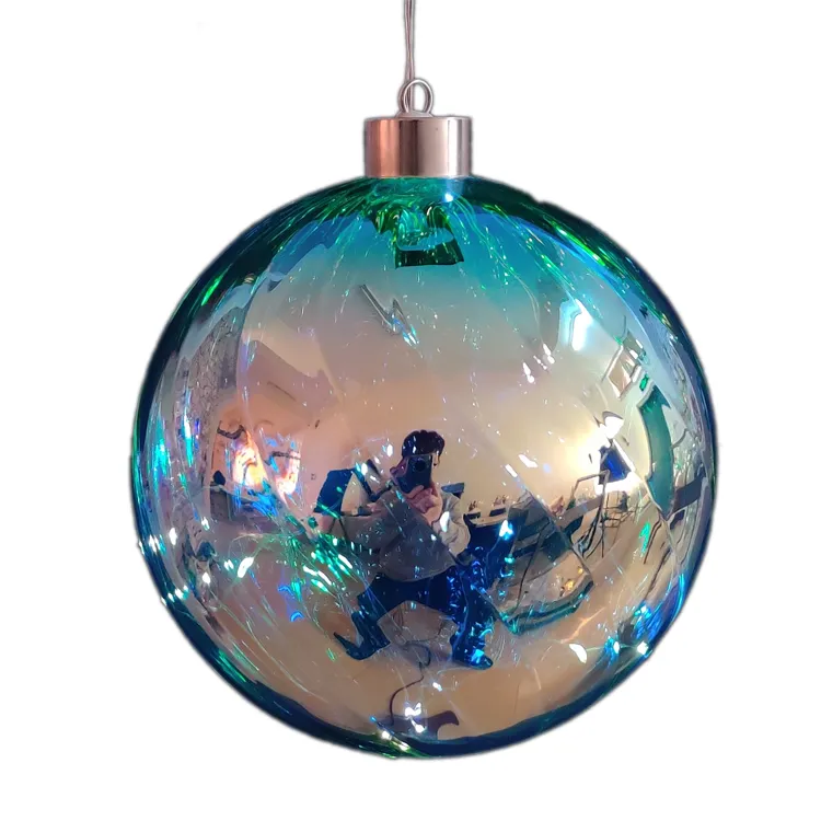 ลูกบอลแก้วแขวนทรงกลมมีไฟ LED,ใช้แบตเตอรี่เรืองแสงสำหรับประดับเทศกาลคริสต์มาส