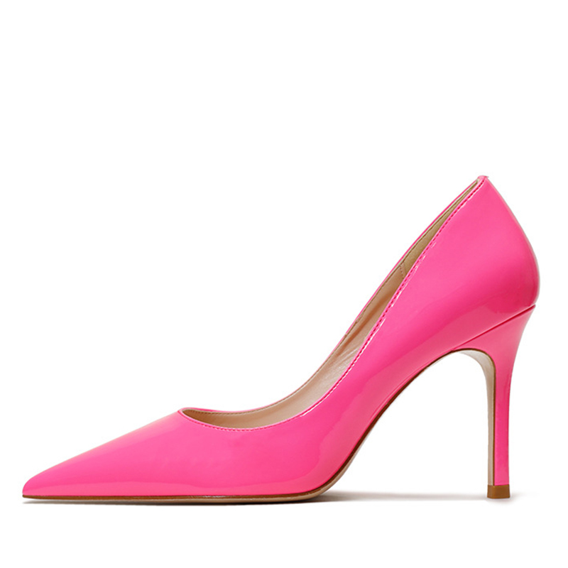 Cuir verni rose rouge