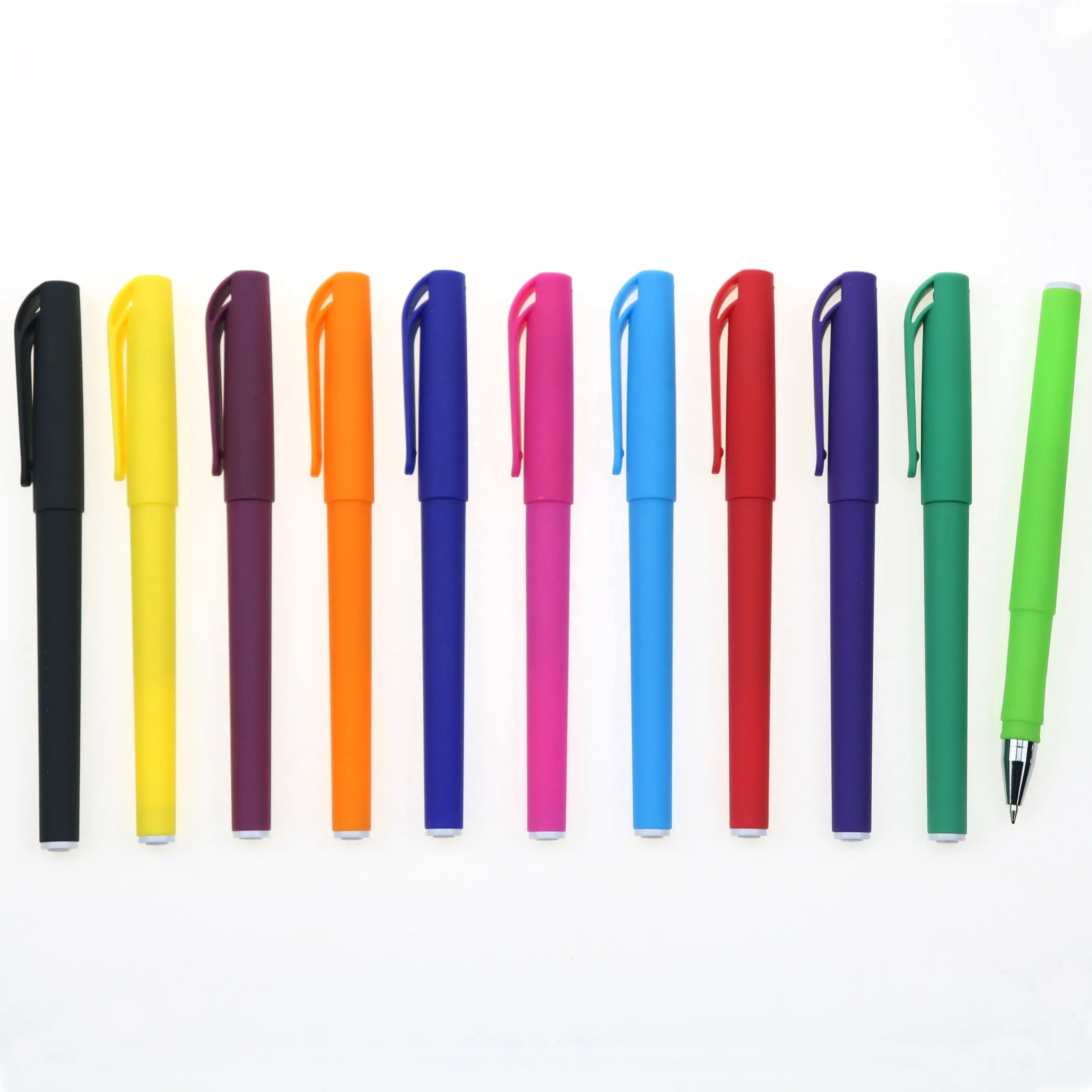 Hot selling 1.0mm rubber custom logo color gel pen promotional gel pens