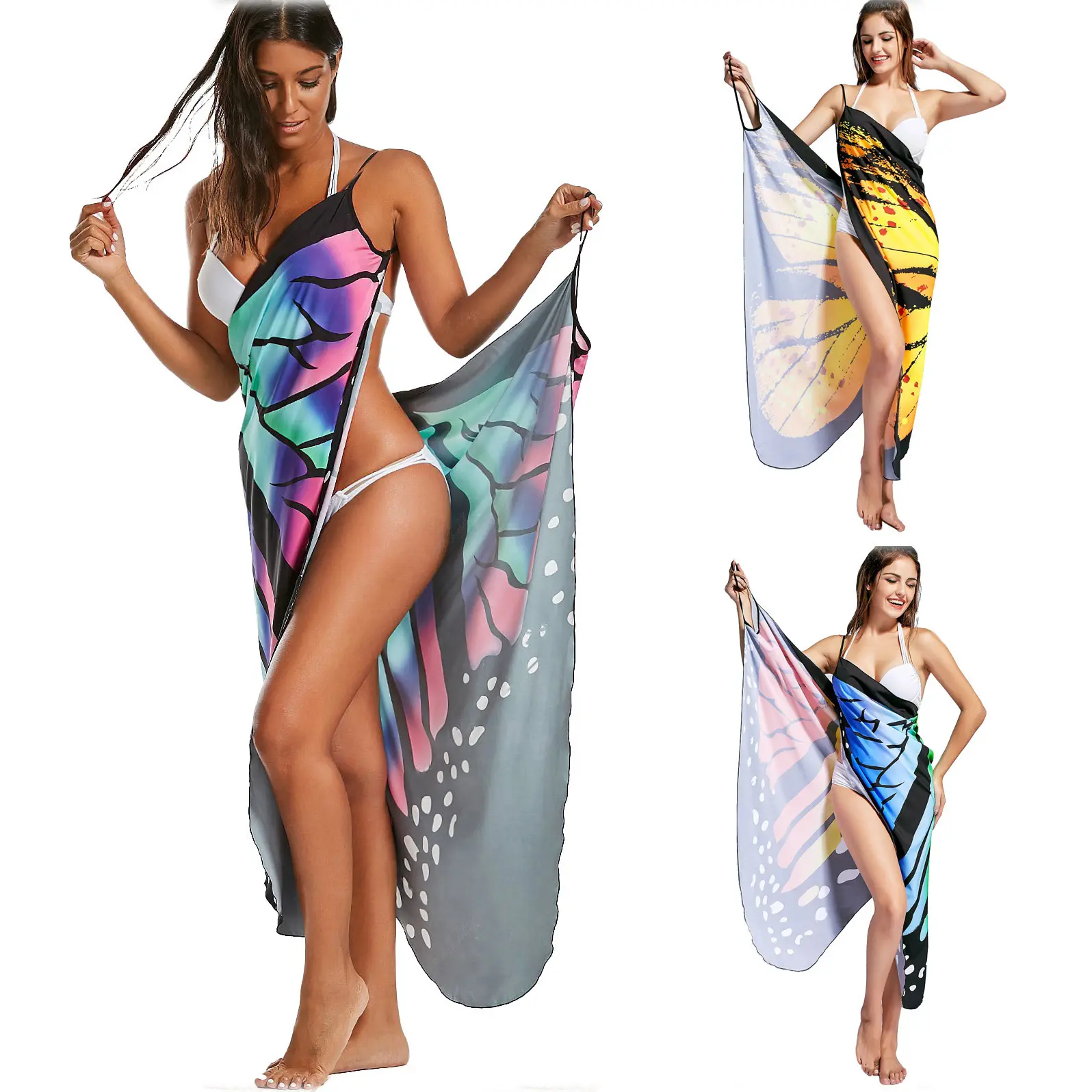 Vendita al dettaglio all'ingrosso 1 pz ordine TieDie sublimazione stampato bella farfalla cinturino costume da bagno vestito costume da bagno copertura