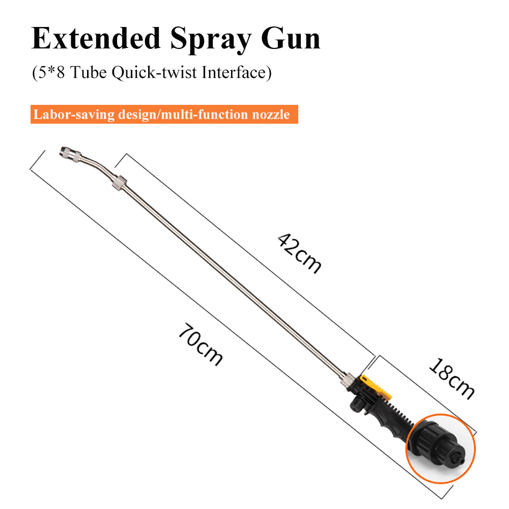 Noir: pistolet de pulvérisation réglable de 70cm + interface à vis rapide