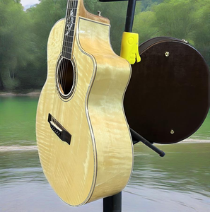 High Quality 41-Inch Tiger Maple Top Solid Acoustic Guitar 6-String Cutaway Style Gloss Matt Factory Direct Case Ready Ship - Product Image 4