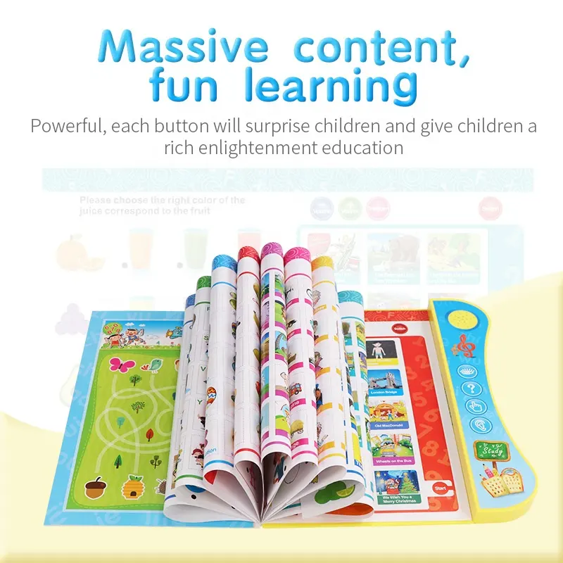 Aprendizaje temprano inteligente OEM juegos de cuentos escolares juguetes educativos bebé táctil árabe inglés niños lectura pluma parlante para niños libro