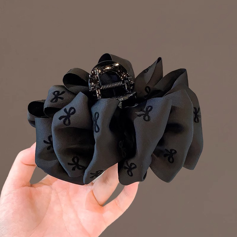 0293 Pince à griffes papillon imprimé bulle noire 13 cm