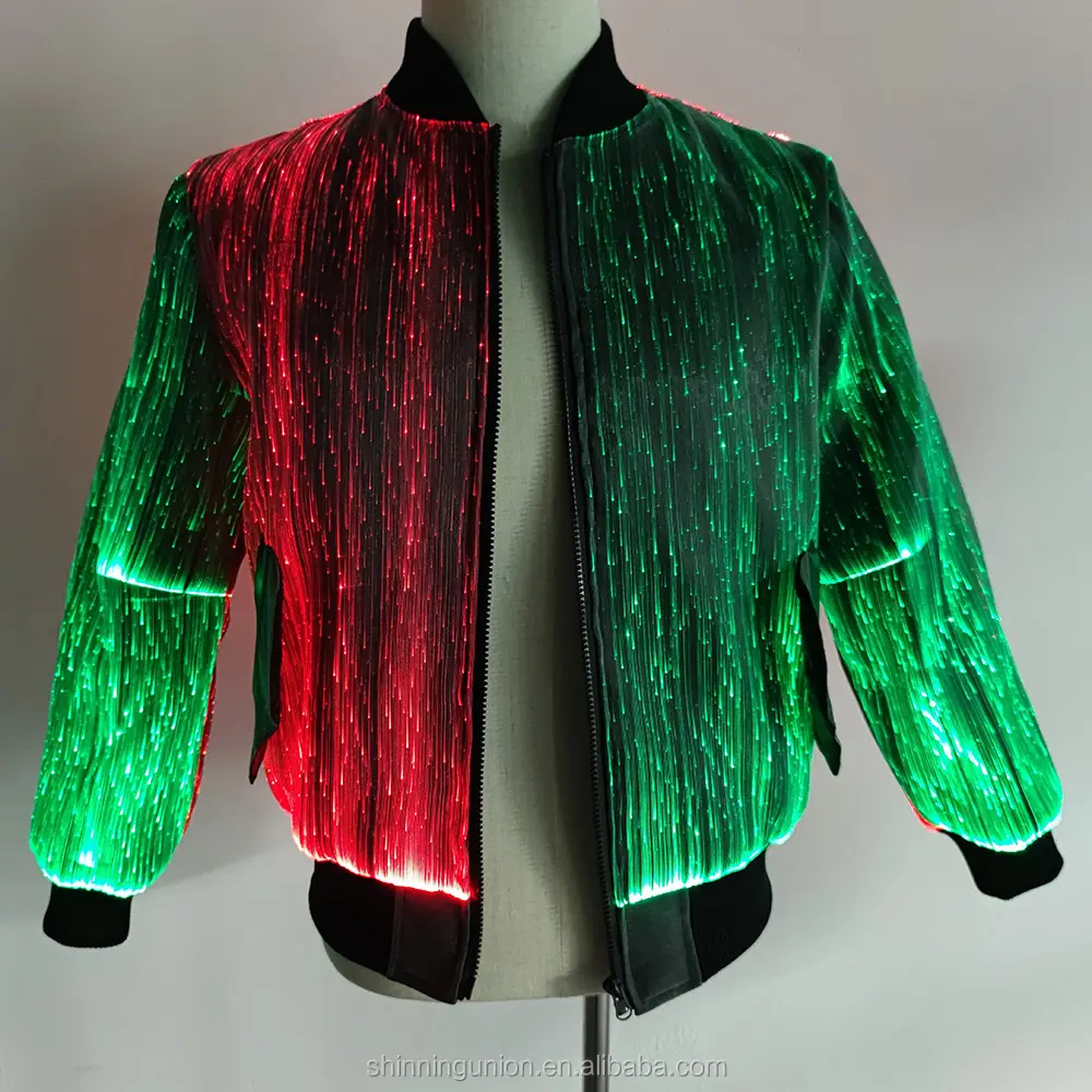 Chaqueta con luz LED para hombre, chaqueta luminosa para ciclismo, traje de fibra óptica con brillo programable personalizado