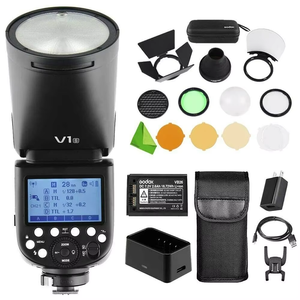Godox V1 + AK-R1无线发光二极管工作室闪光速度计TTL功能电池电源遥控器兼容所有相机 - Product Image 1