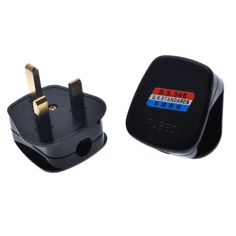 Großhandel BS UK typ G verdrahtung elektrische stecker 3 pins mit 13A verschmolzen schwarz power industrielle stecker top