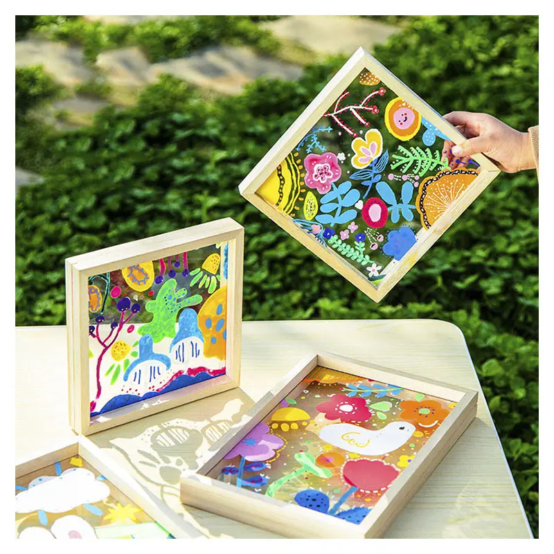 Children's Acrylic Colored Drawing Board Diy Handmade Toy Graffiti Game Painting Board Acrylic Transparent Drawing Frame For Kid